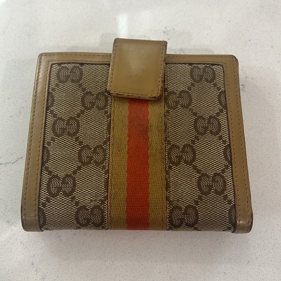 GUCCI authentic women's beige brown guccisima web signature wallet - Picture 2 of 16